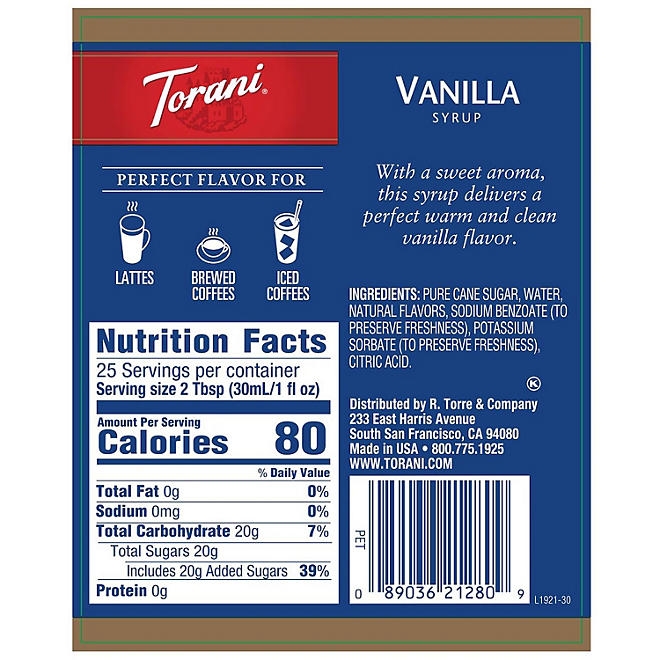 Torani Vanilla Syrup, 25.4 fl. oz. 5