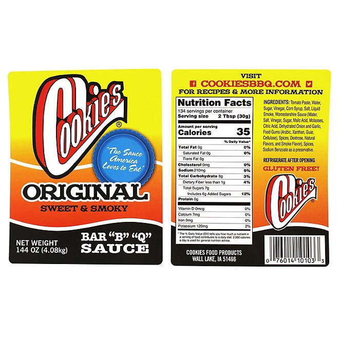 Cookies Original Bar "B" "Q" Sauce, 1 gal. 4