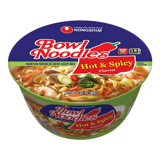 Nongshim Bowl Noodle Hot and Spicy Beef Ramen 3.03 oz., 18 ct. 4