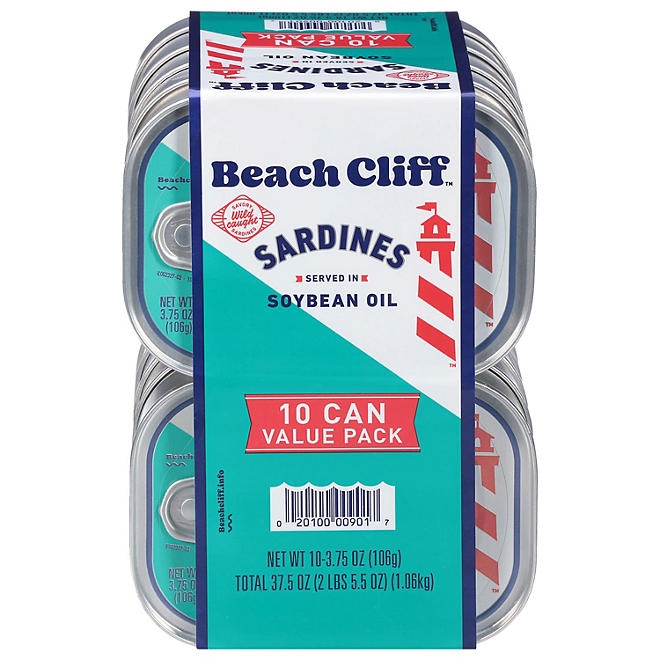 Beach Cliff Sardines in Soybean Oil 3.75 oz., 10 ct. 3