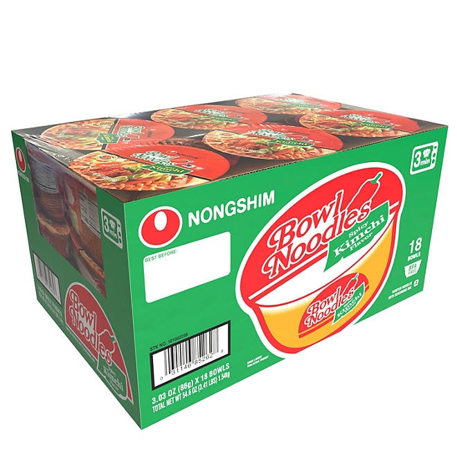 Nongshim Spicy Kimchi Ramen Noodle Soup Bowl 3.03 oz., 18 ct. 3
