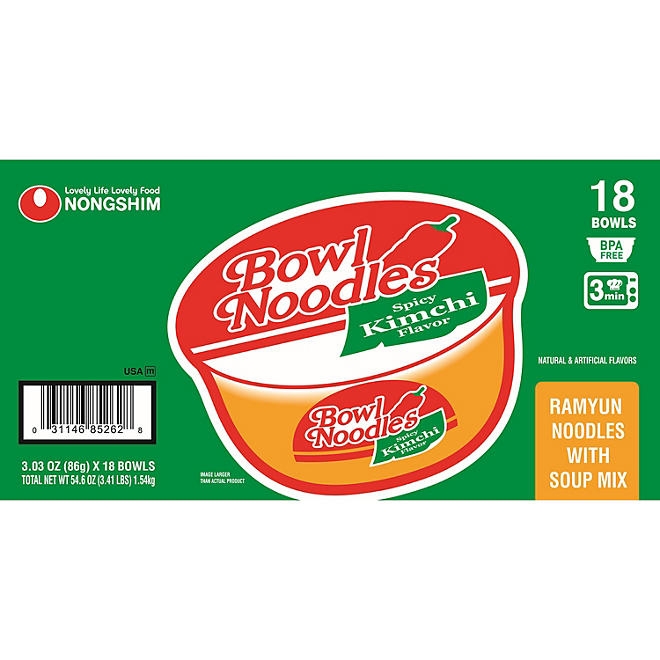 Nongshim Spicy Kimchi Ramen Noodle Soup Bowl 3.03 oz., 18 ct. 5