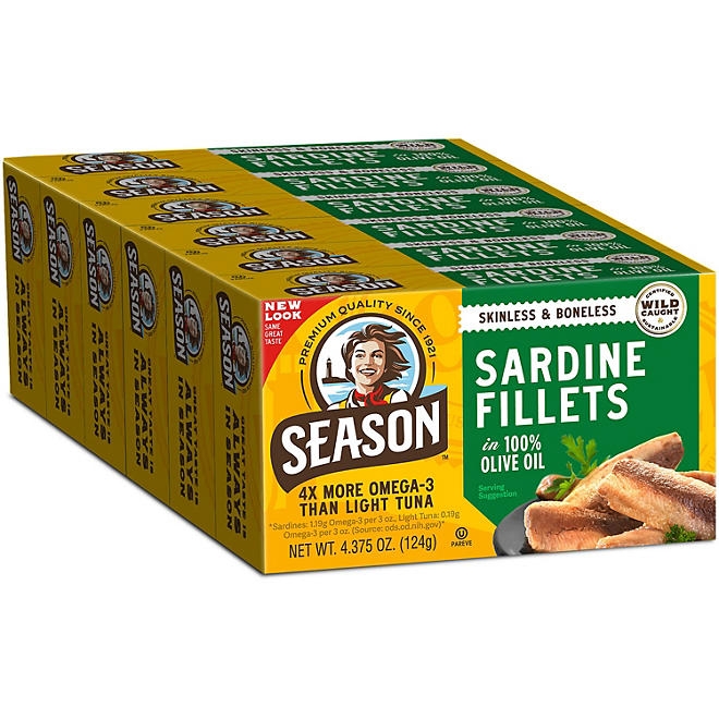Season Brand Skinless, Boneless Sardines in Olive Oil, 4.375 oz., 6 pk. 3
