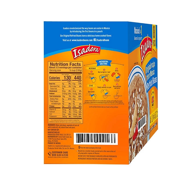 Isadora Refried Original Beans Pouch, 15.2 oz., 8 pk. 5