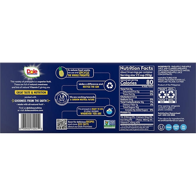 Dole Tropical Gold Pineapple Chunks, 15.25 oz., 6 pk. 4