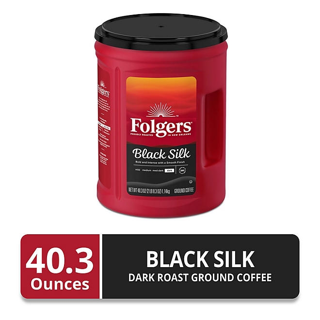 Folgers Dark Roast Ground Coffee, Black Silk, 40.3 oz. 4