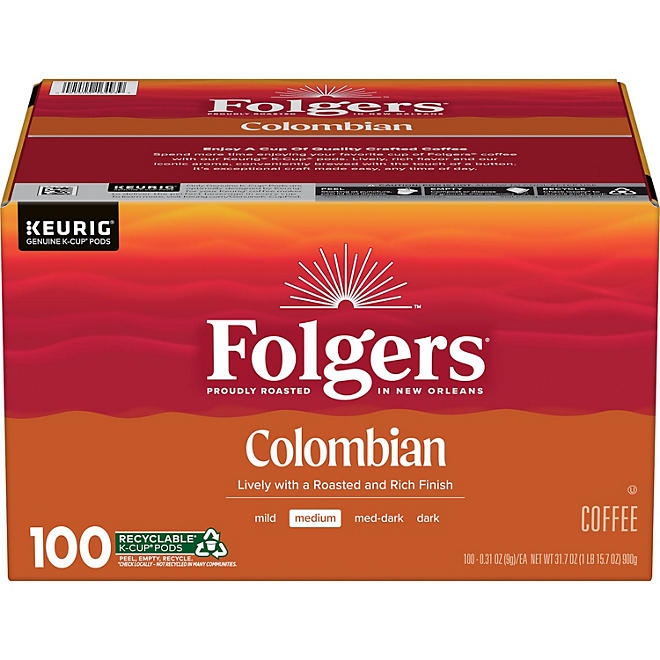 Folgers Medium Roast K-Cup Coffee Pods, 100% Colombian, 100 ct. 3