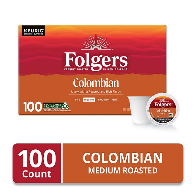 Folgers Medium Roast K-Cup Coffee Pods, 100% Colombian, 100 ct. 4