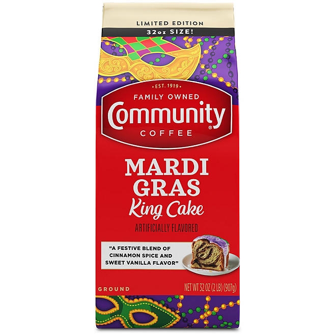 Community Coffee Ground Coffee, Mardi Gras King Cake, 32 oz. 3