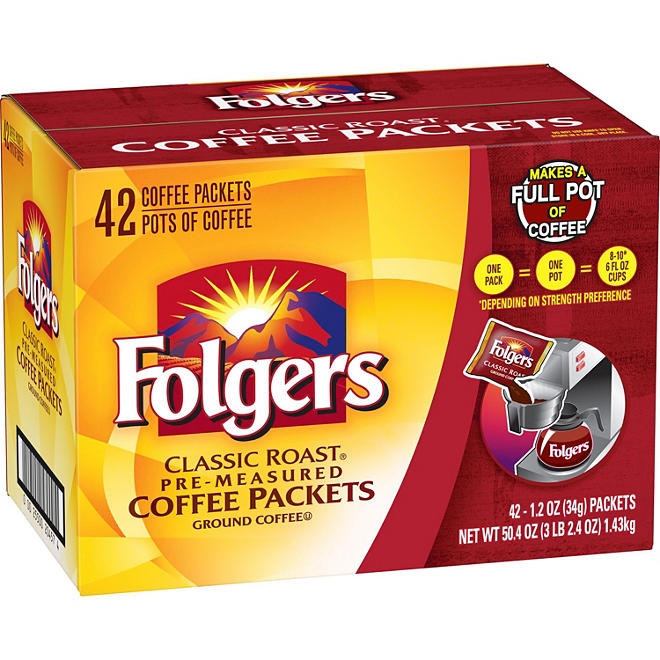 Folgers Classic Roast Ground Coffee Packets, 1.2 oz., 42 ct. 4