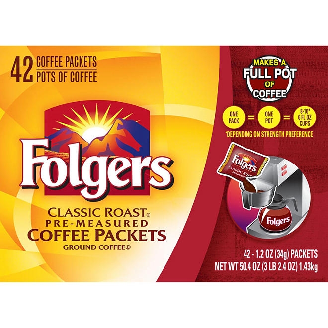 Folgers Classic Roast Ground Coffee Packets, 1.2 oz., 42 ct. 5