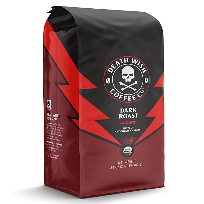 Death Wish Organic Dark Roast Ground Coffee, 34 oz. 4