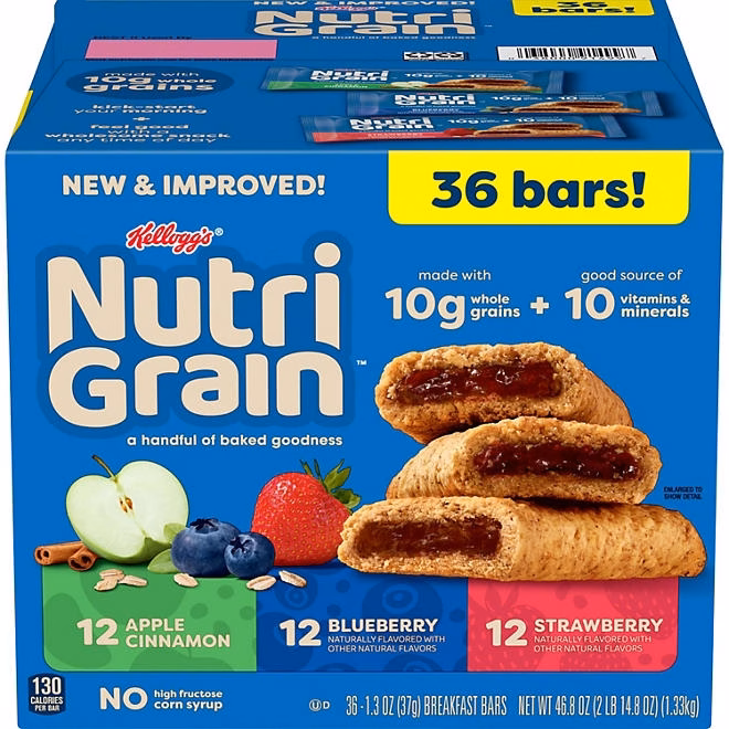 Nutri-Grain Bars Variety Pack, 1.3 oz., 36 pk. 3