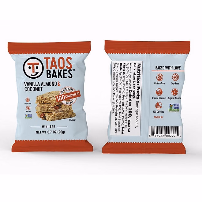 Taos Bakes Mini Snack Bars, Vanilla Almond & Coconut, 0.7 oz., 26 ct. 5