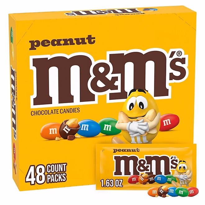 M&M'S Peanut Milk Chocolate Candy, Singles Size, 1.74 oz., 48 pk. 3