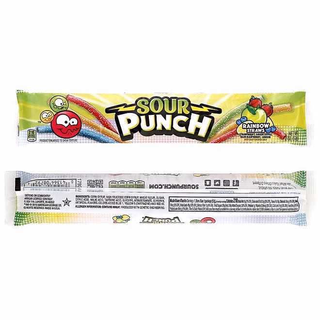 SOUR PUNCH Rainbow Straws, Chewy Candy, 2 oz., 24 ct. 5