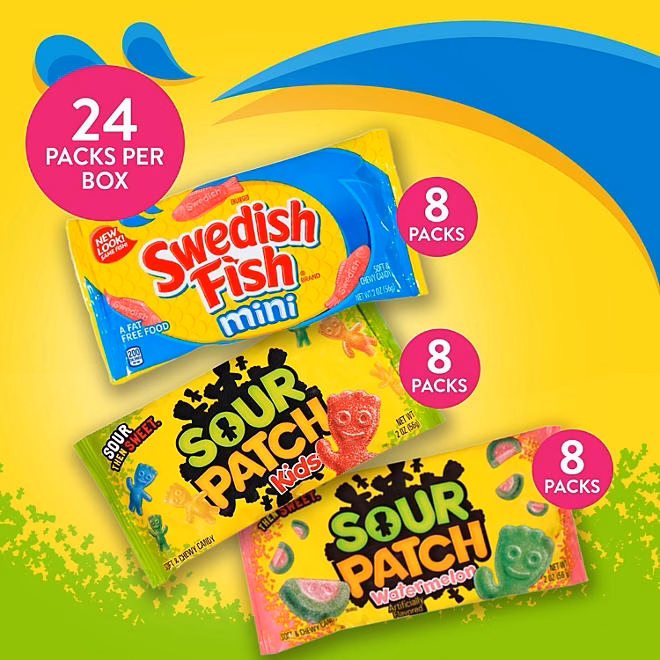 SOUR PATCH KIDS & SWEDISH FISH Variety Pack Candy, 2 oz., 24 pk. 5