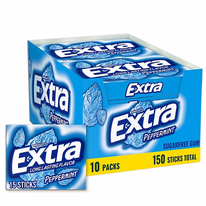 Extra Peppermint Sugar Free Chewing Gum, 15 pcs., 10 pk. 3