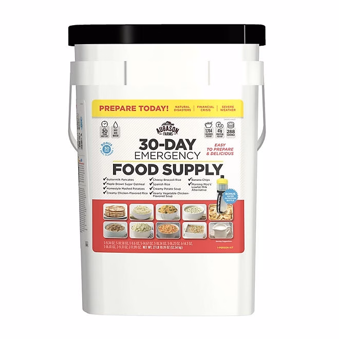 Augason Farms Emergency Food Supply Pail with Water Filtration Bottle 1 person, 30 days 3