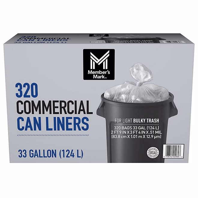 Member's Mark 33 Gallon Commercial Can Liners, 320 ct. 3