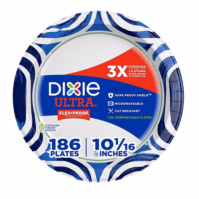 Dixie Ultra Heavyweight Dinner Paper Plates, 10", 186 ct. 3