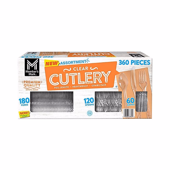 Member's Mark Clear Cutlery Combo Pack, Forks, Knives, Spoons 360 ct. 3