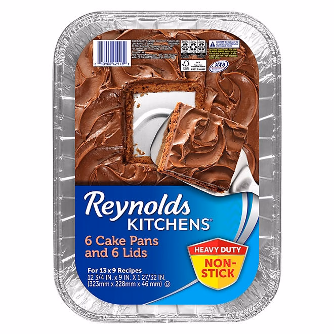 Reynolds Kitchens 13" x 9" Aluminum Cake Pans with Lids, 6 ct. 3