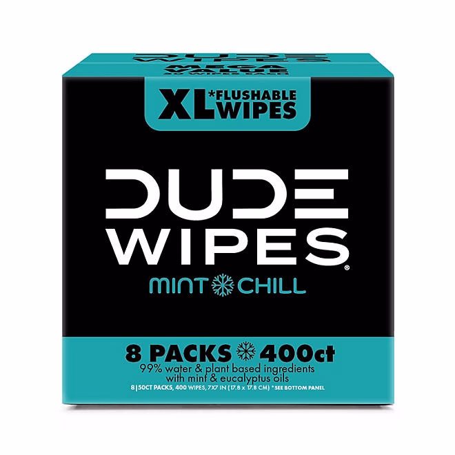 DUDE XL Flushable Wipes, Mint Chill, 8 ct., 400 wipes 3