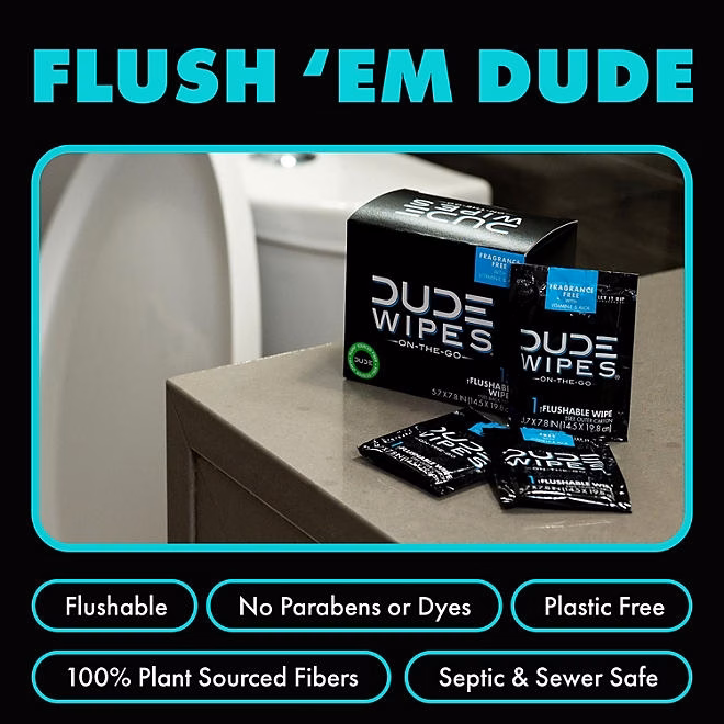 DUDE WIPES XL On-the-Go Flushable Wipes, Mint Chill, 4 ct., 120 wipes 5