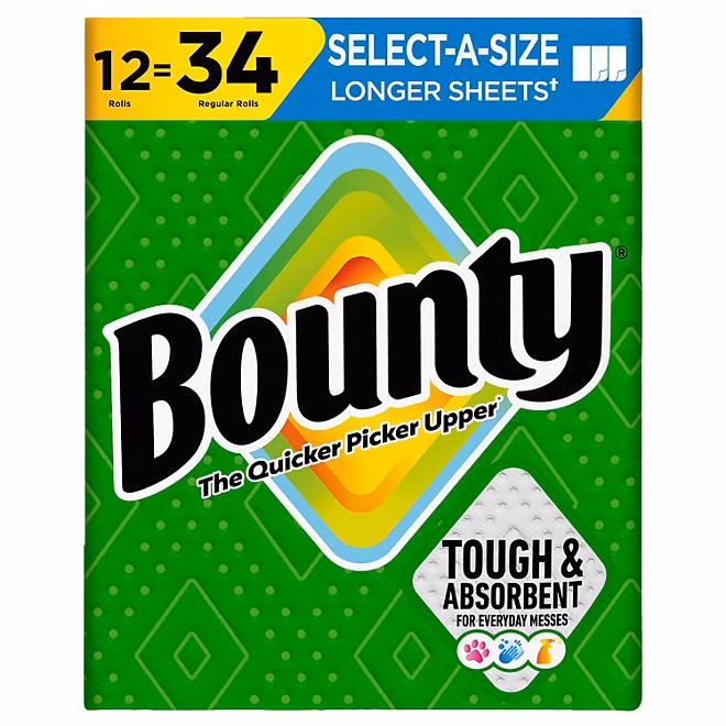 Bounty Select-A-Size 2-Ply Paper Towels, 12 rolls, 119 sheets/roll 3