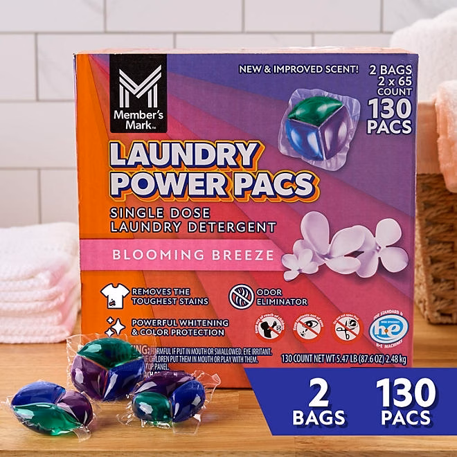 Member's Mark Laundry Detergent Power Pacs, Blooming Breeze, 130 ct. 5