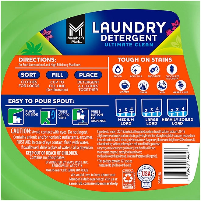 Member's Mark Liquid Laundry Detergent, Paradise Splash, 127 loads, 196 fl. oz. 4