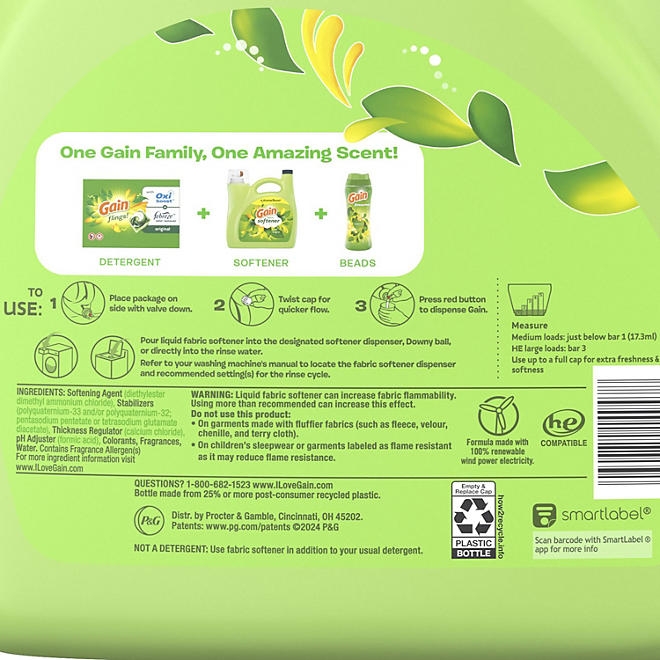 Gain Liquid Fabric Softener, Original Scent, 244 loads, 143 fl. oz. 4