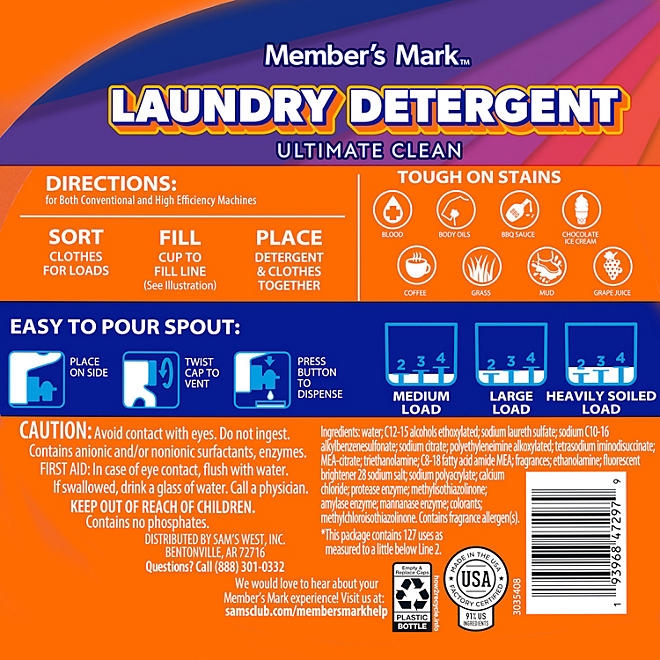 Member's Mark Liquid Laundry Detergent, Fresh Scent, 127 loads, 196 fl. oz. 4