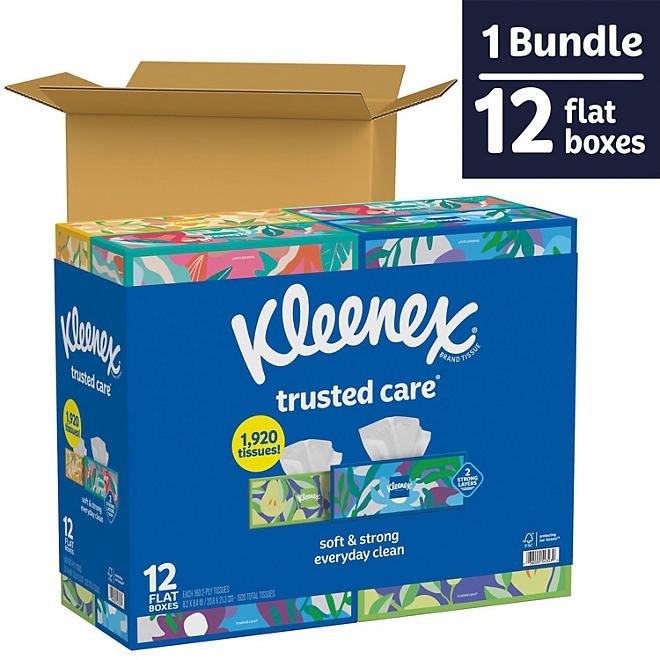 Kleenex Trusted Care 2-ply Facial Tissues 12 boxes, 160 tissues/box 4