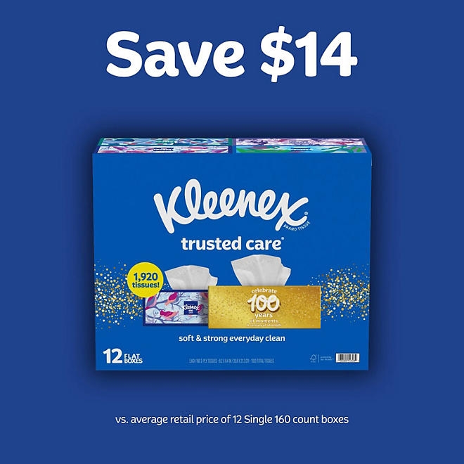 Kleenex Trusted Care 2-ply Facial Tissues 12 boxes, 160 tissues/box 5