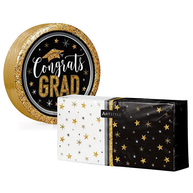 Artstyle Glittered Grad Paper Plates and Napkins Kit, 285 ct. 3