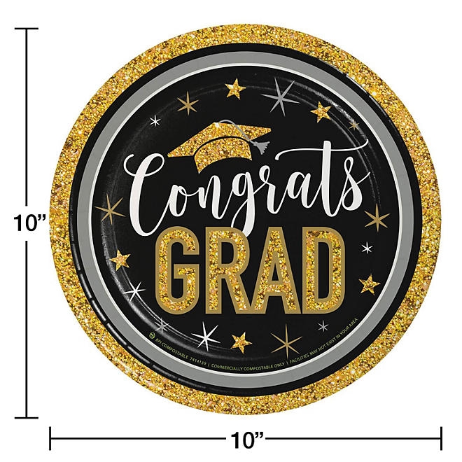 Artstyle Glittered Grad Paper Plates and Napkins Kit, 285 ct. 4