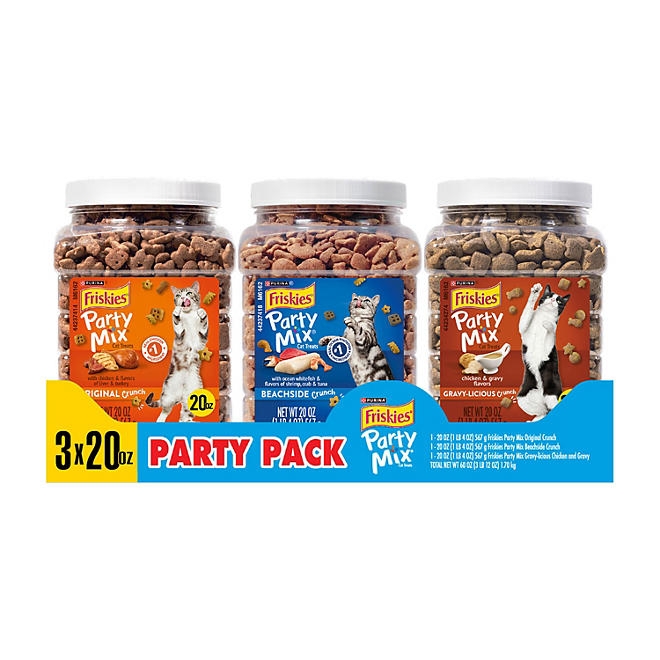 Friskies Party Mix Party Variety Pack, Cat Treats, 60 oz. 3