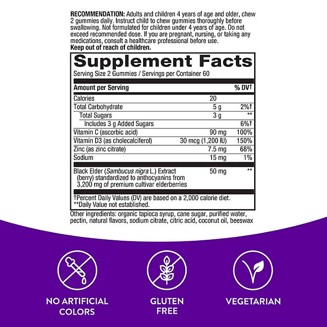 Nature’s Way Sambucus Elderberry Gummies, 120 ct. 4
