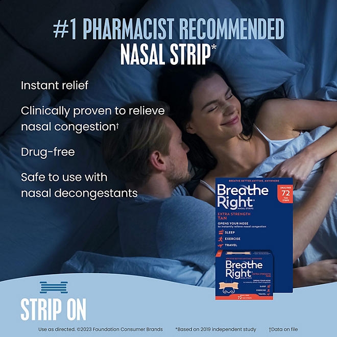 Breathe Right Extra Strength Nasal Strips, Tan, 72 ct. 5