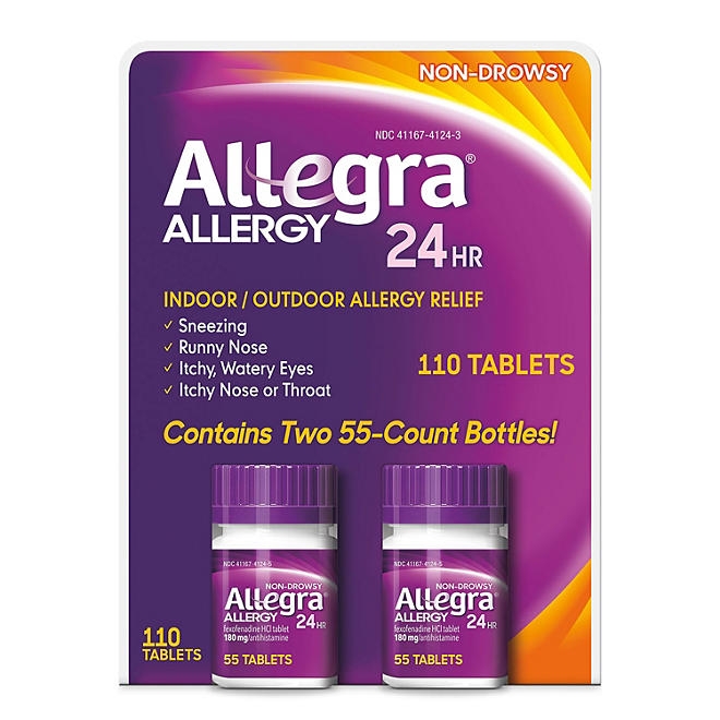 Allegra 24-Hour Indoor/Outdoor Allergy Relief Tablets, 180 mg 110 ct. 3