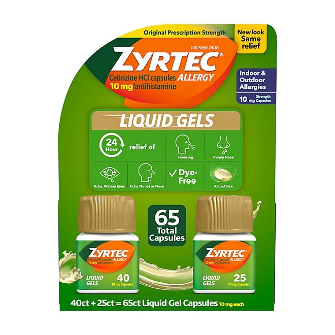 Zyrtec 24 Hour Allergy Relief Liquid Gels, 65 ct. 3