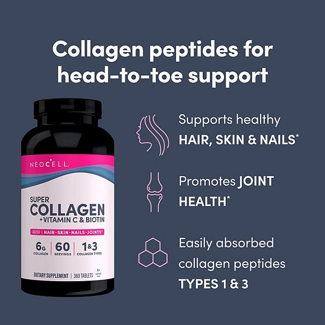 NeoCell Super Collagen + Vitamin C & Biotin Tablets 360 ct. 5