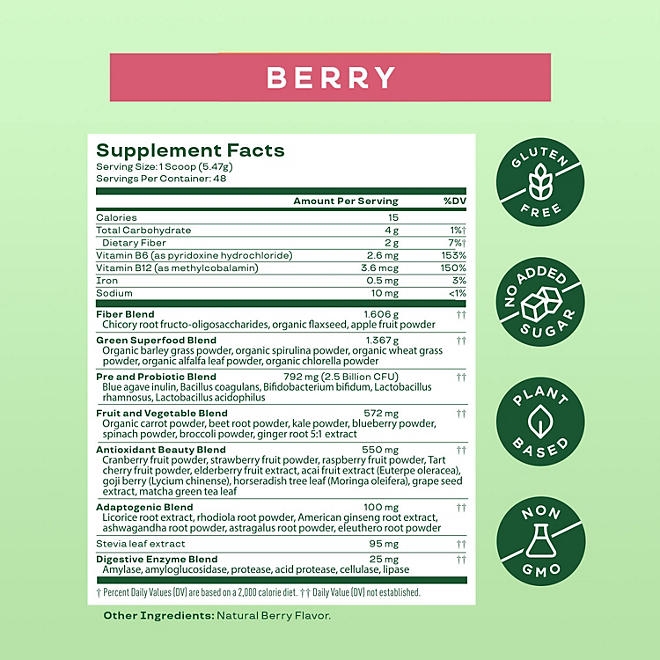 Bloom Nutrition Greens & Superfoods Powder, Berry, 0.5 lbs. 4