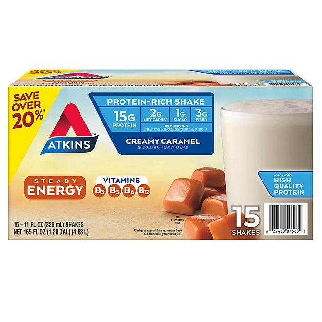 Atkins 15g Energy Protein Shake, Creamy Caramel 11 fl. oz., 15 pk. 3