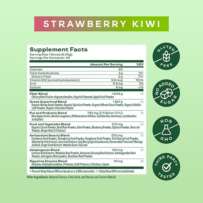Bloom Nutrition Greens & Superfoods Powder, Strawberry Kiwi, 0.5 lbs. 4
