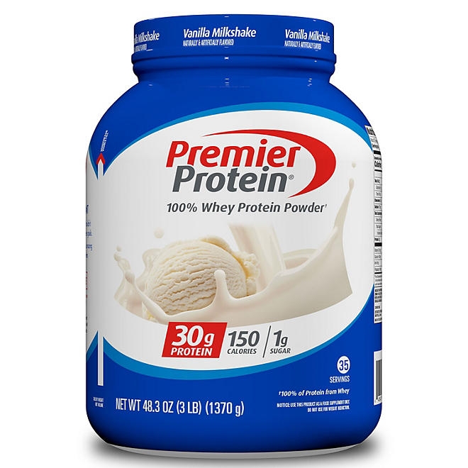 Premier Protein 30g High Protein Powder, Vanilla Milkshake, 3 lbs. 3