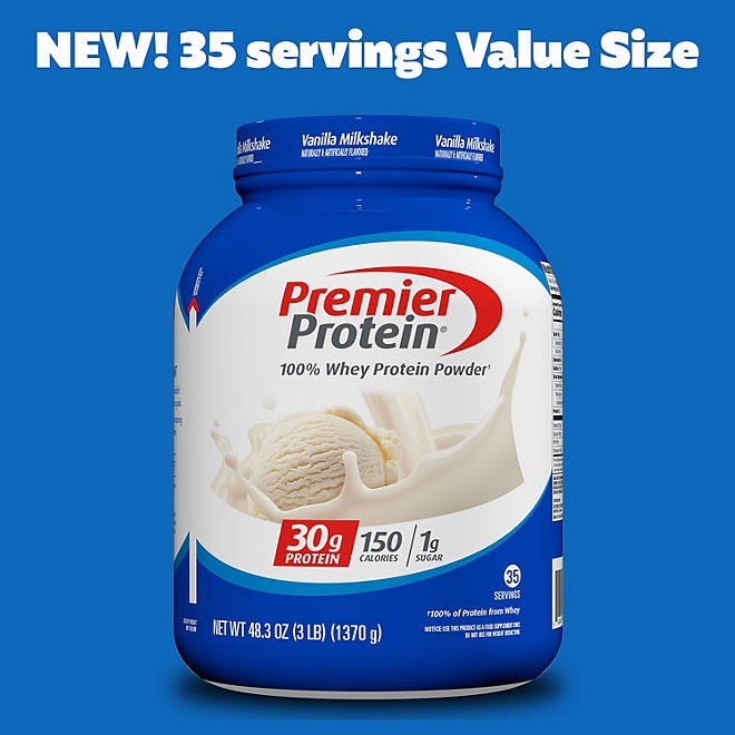 Premier Protein 30g High Protein Powder, Vanilla Milkshake, 3 lbs. 4