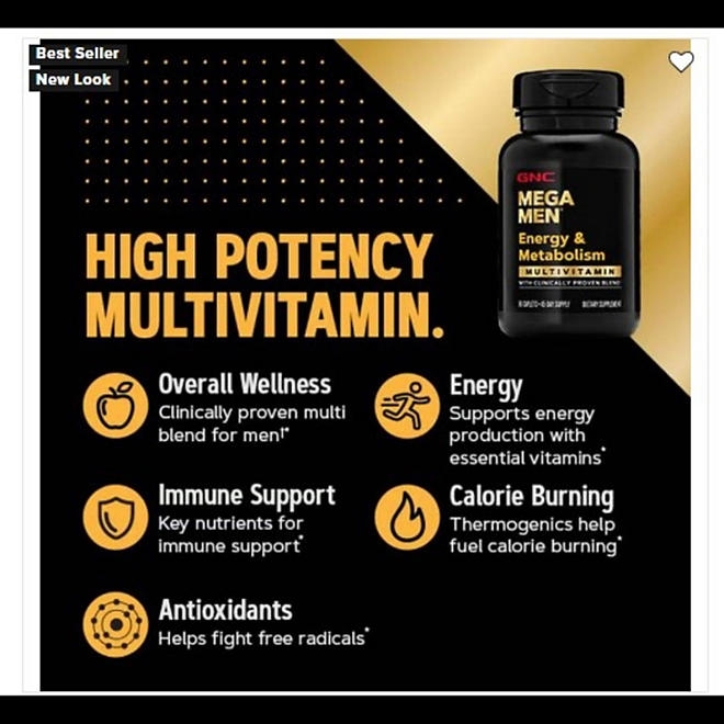 GNC Mega Men Energy and Metabolism Multivitamin Caplets, 180 ct. 4